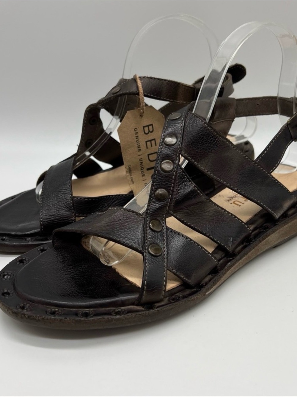 BED|STÜ Cavala Women’s Leather Sandals – Size 9 – Distressed Black
